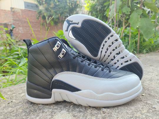Air Jordan 12 Men's Basketball Shoes Black Grey-45